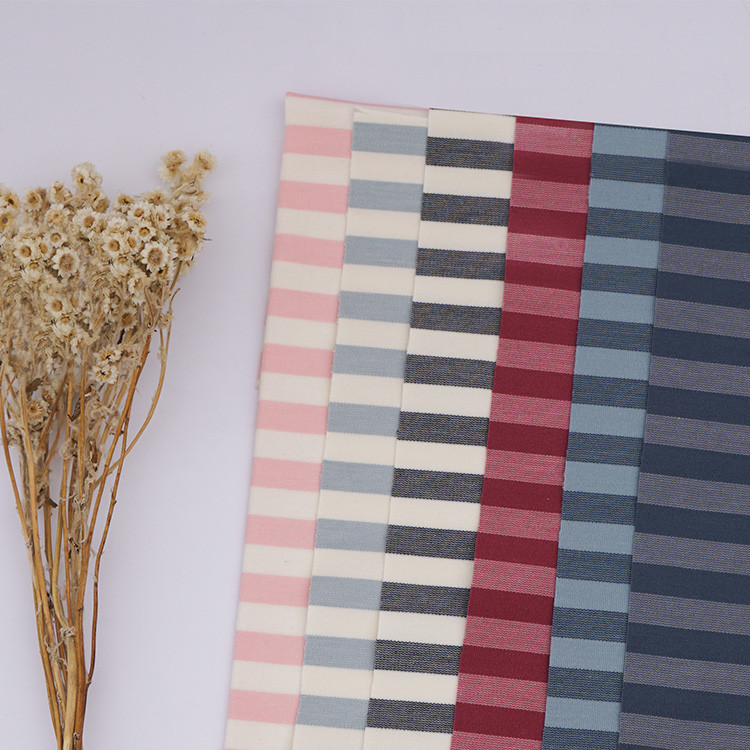 Plain Jersey 175gsm Striped Knit Cotton Fabric For Casual Wear
