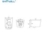 SWJ0825 Sanitwell Bathroom WC White Toilet Bowl Rimless Flush Wall HUng Toilets