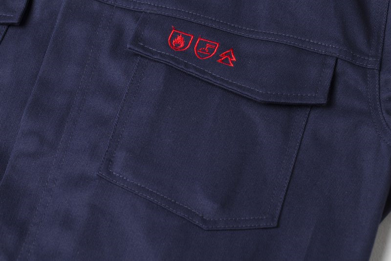 2 Way Brass Zipper Fire Retardant Workwear , 350gsm Flame Proof Overalls