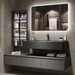 Modern Hotel Room Cabinets Rock Plate Wash Basin Integrated Bathroom Units