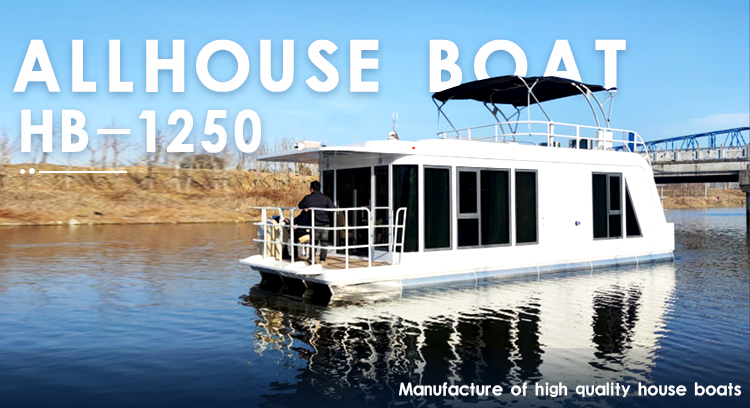 Luxury Aluminum Construction Floating Boat Hotel House Boat 11.5m Length