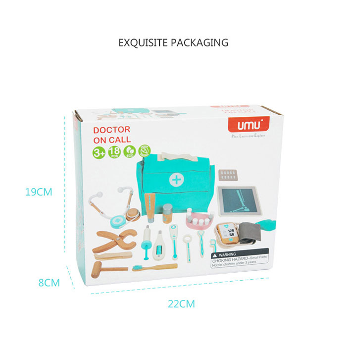 Excellently Designed Role Game Set with Solid Wooden Pieces and Canvas Medicine Bag