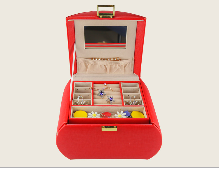 Red MDF Jewelry Gift Boxes Bulk Packaging PU Leather Jewelry Organizer Case