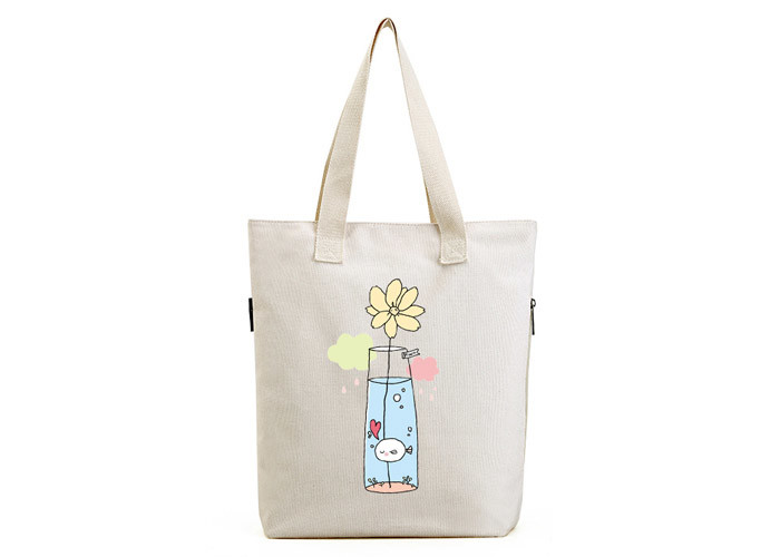 Shopping Usage Canvas Tote Shopper Bag Custom Printing Foldable Long Lifespan