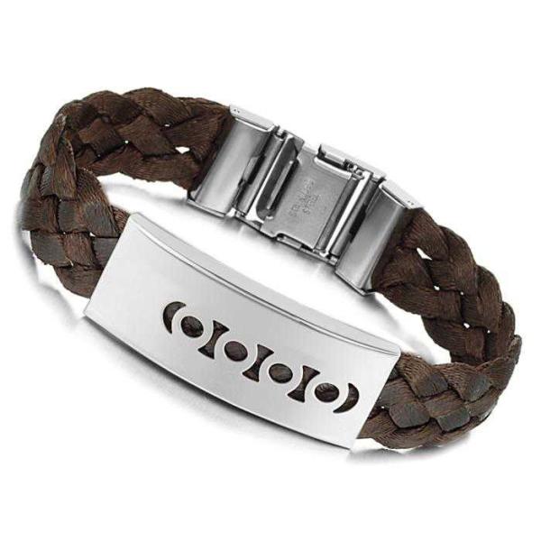Tagor Stainless Steel Jewelry Super Fashion Silicone Leather Bracelet Bangle
