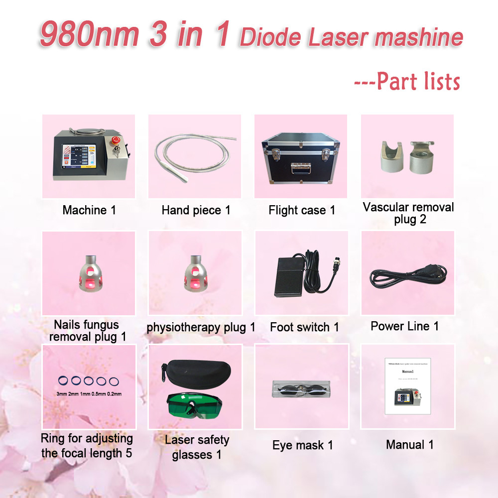980nm diode laser for pain relief, physical therapy, nail fungus removal