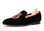 Logo Embroidered Velvet Loafers Royal Style Luxury Velvet Slippers For Men