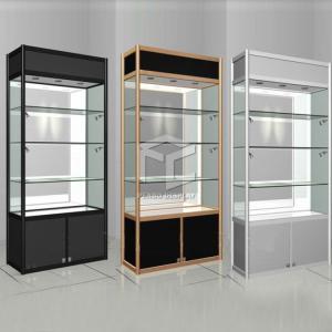 China 47in Long Shop Glass Display Showcase Cabinet Melamine Board With T5 LED Light wholesale