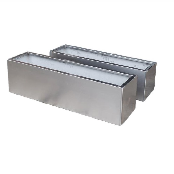 Public decorative octagonal shiny flower pot steel planter