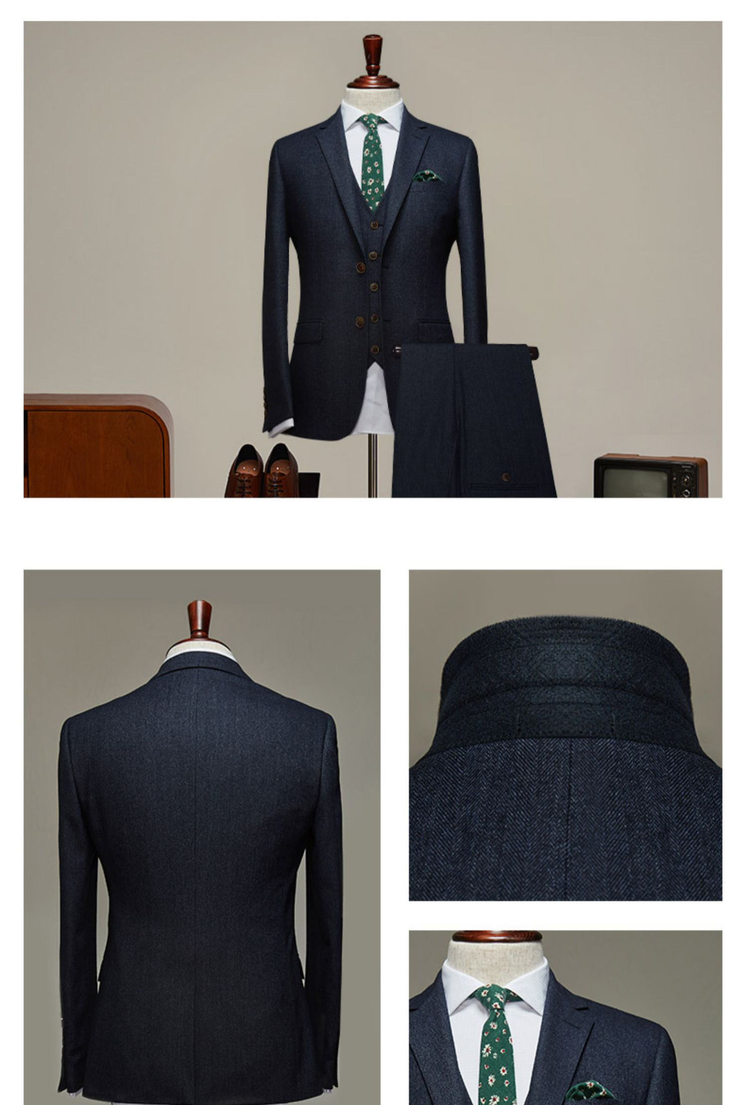 2 Pieces Blazer Vest Pants Set for Men's Slim Fit Wedding Suit Business Formal Wear