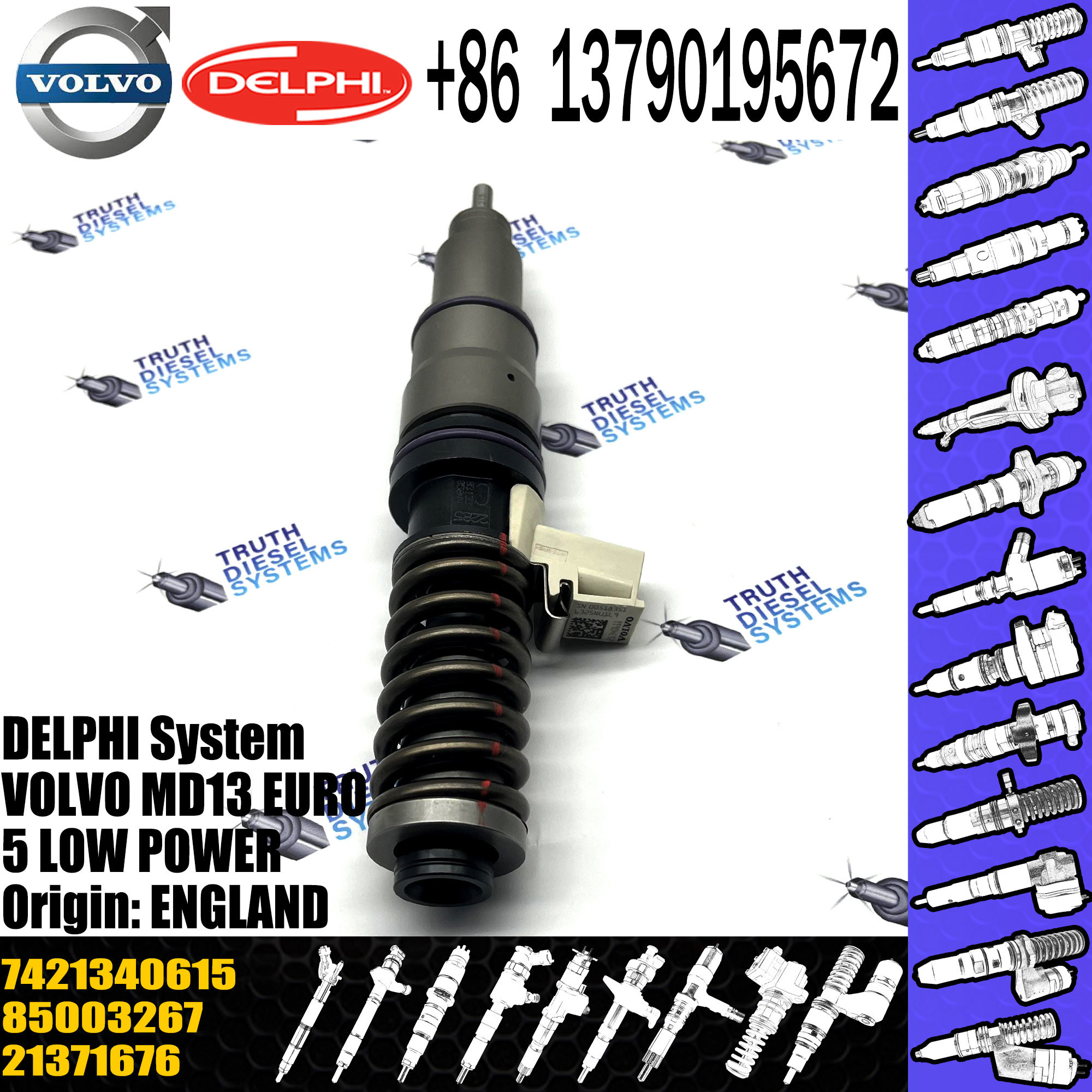 High Quality Diesel Fuel Injector 21371676 7421340615 21340615 85003267 BEBE4D25002 For VOL MD13 EURO 5 MED POWER