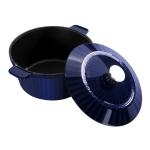 OEM Cast Iron Stock Pots 4.7kg Dark Blue PFOA Free 12 Inch Cooking Pot