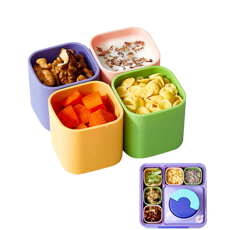 Custom 4 Pack Food Safe Silicone Small Lunch Snack Sauce Cups Containers With Lids
