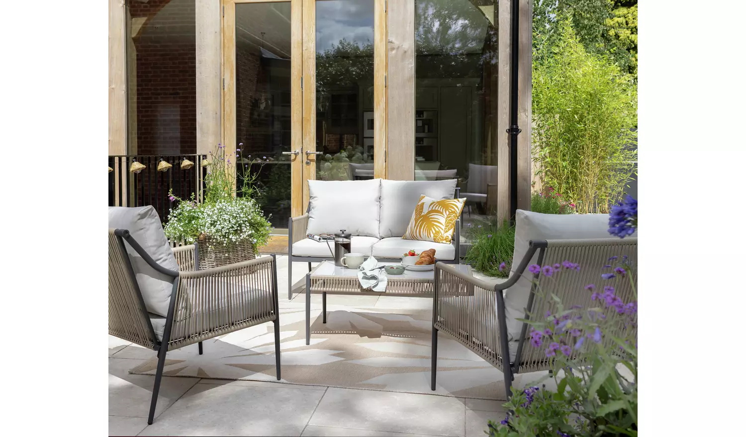 Transform Your Patio with AJUNION Metal Furniture Set Armchair Size W64 x D78 x H79cm