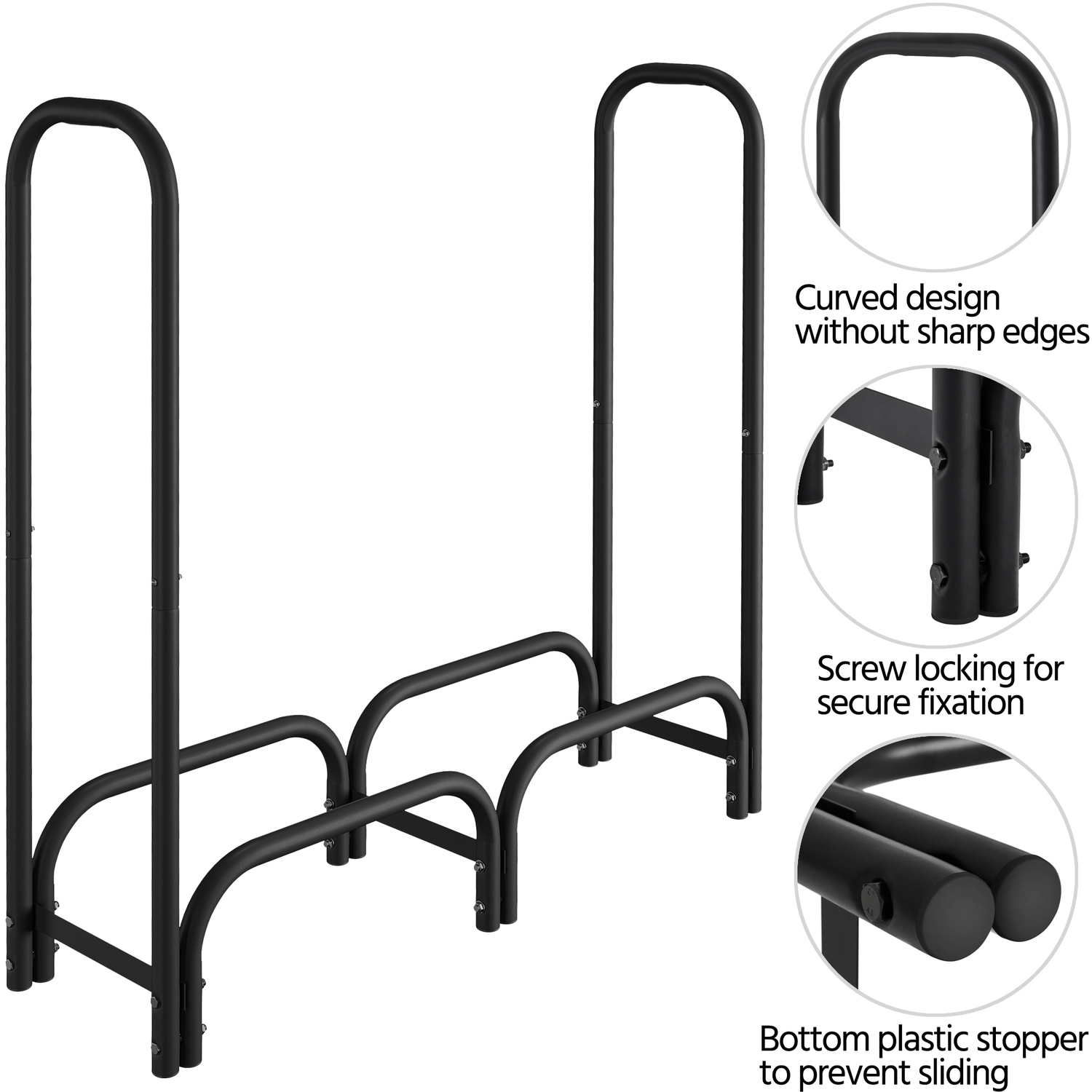 AJUNION Firewood Log Holder Rack for Indoor and Outdoor Storage W123 x D34 x H124.5cm
