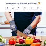 Winter Steel Fiber Strings Spandex Polyester Anti Vibration Cut Resistant Gloves