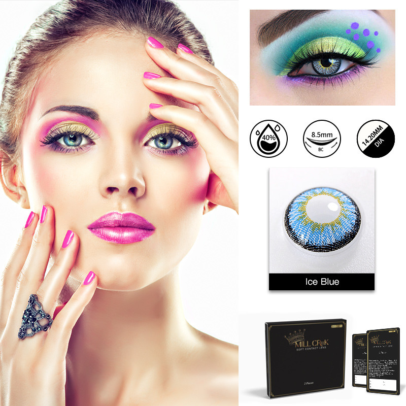 14.0mm Colored hazel Blue Eye Contact Lenses Looking Fresh Circle For Costume