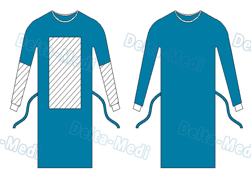 Tie On Disposable Sterile Gowns , Disposable Operating Gowns Wood Pulp Spunlace Fabric