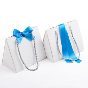 China Triangle Shape Cardboard Shopping Bags , Ribbon Corrugated Paper Bags wholesale