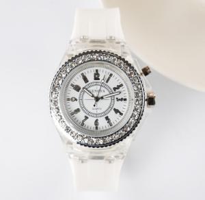 China Rainbow Color Band Kids Waterproof Watch , Silicone Quartz LED Light Up Watch wholesale