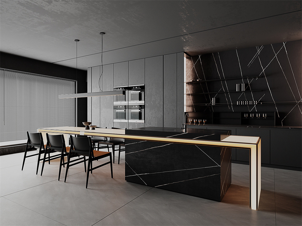 Black Durable Porcelain Sintered Stone Slabs And Antibacterial 1470x2700mm Matt Porcelain Rock Slab For Living Room And Bathroom