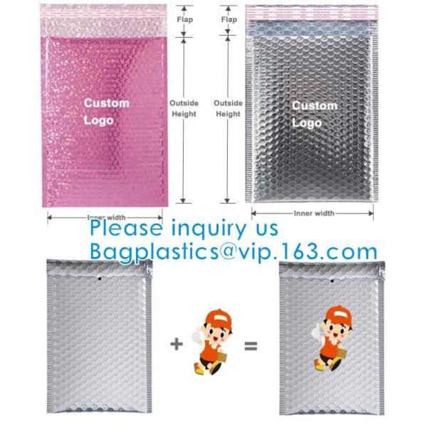 Express Pack Beauty Skin Care Metallic Glossy Holographic Cosmetic Packing Ziplockk Bubble Pouch Slider Zipper Bubble Bag