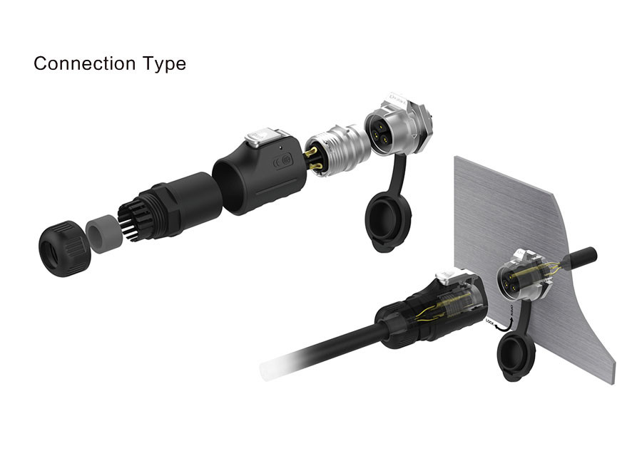 LP16 series Black Plastic Shell 3Pin Electric Plug and Socket Waterproof Connector for Lighting and Audio and Visual