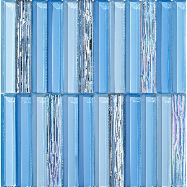 Decorative 300x300mm Blue Glass Mosaics For Hotel and project Wear-resistance