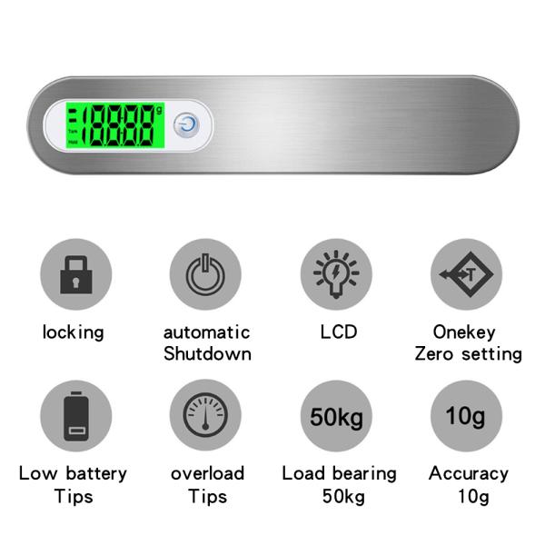Digital Display 50kg Range Electronic Handheld Luggage Scale with Backlight Function Your Travel Companion