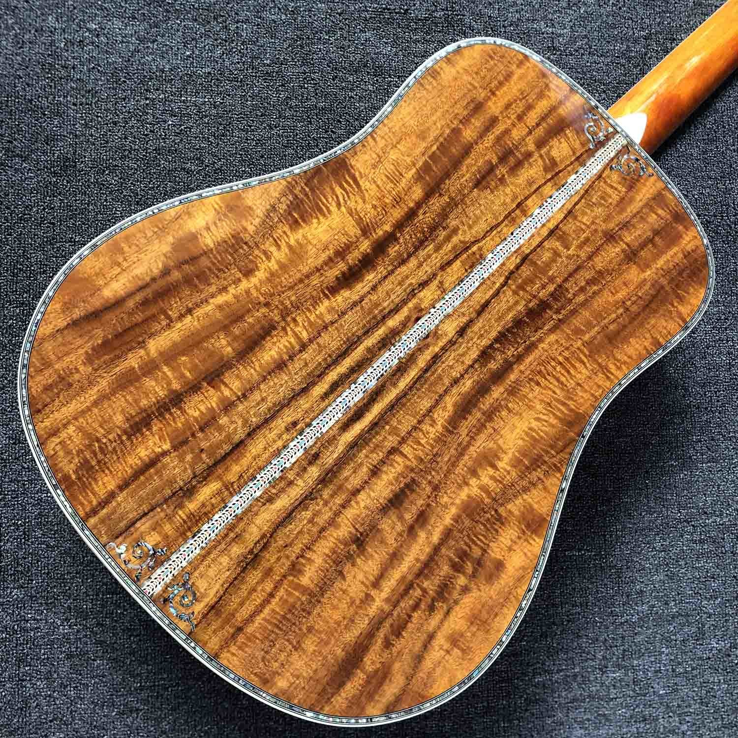 Custom 12 Strings Solid KOA Wood Top Guitar Ebony Fingerboard Real Abalone Shell Binding and Inlay Acoustic Electric Gui