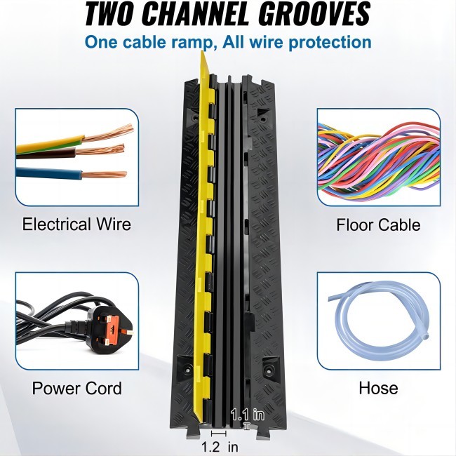 Outdoor Cable Protector Rubber Speed Hump 2 Channel Low Profile Speed Bump