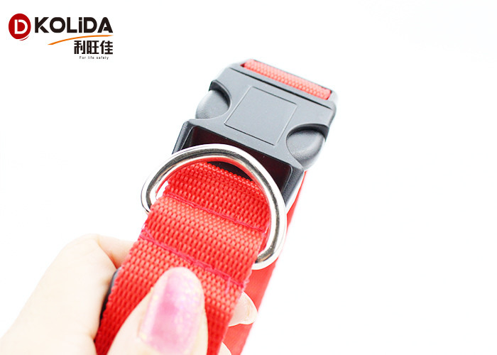 LED Light Nyon Adjustable Pet Dog LED Collar Leash Polyster Size 3 Red Color