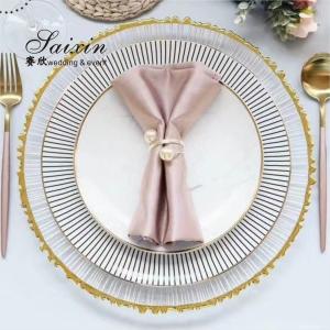 China Christmas Glass Charger Plate For Wedding Events Table Decoration Gold Rim Set Of 6 wholesale