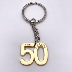 China Custom Number Keychains , Gold Silver Antique Nickel Plated Metal Promotional Keychains wholesale