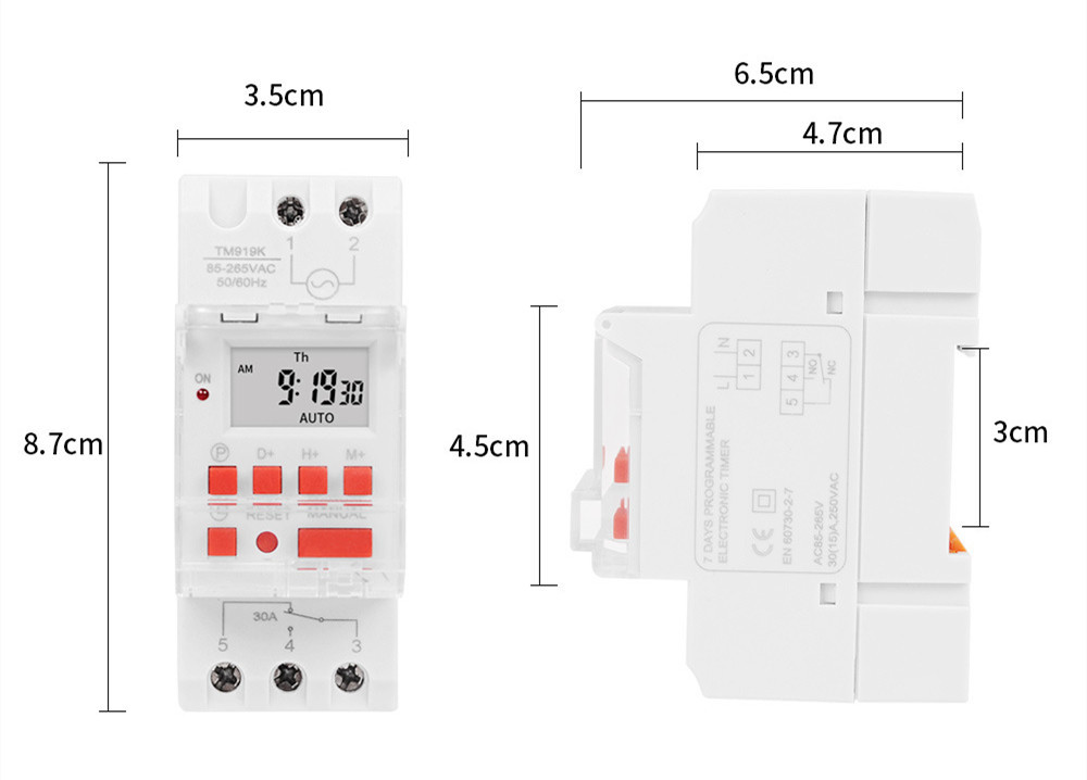 5000W 30A Weekly 7 Days Programmable Timer Controller AC 220V Digital Time Switch Relay