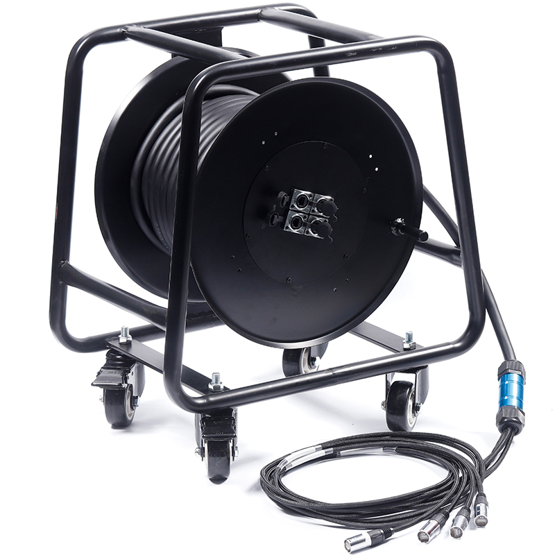 Multi-Channel Cable 4 Channel 4x16A Signal Sockets Industrial Electric CAT6 SF/UTP Network Cord Retractable Reel Cable Drum