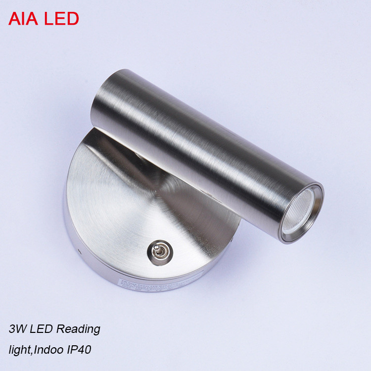 Silver brushed headboard wall light modern bedside LED wall lampt/led reading lamp for hotel rooms