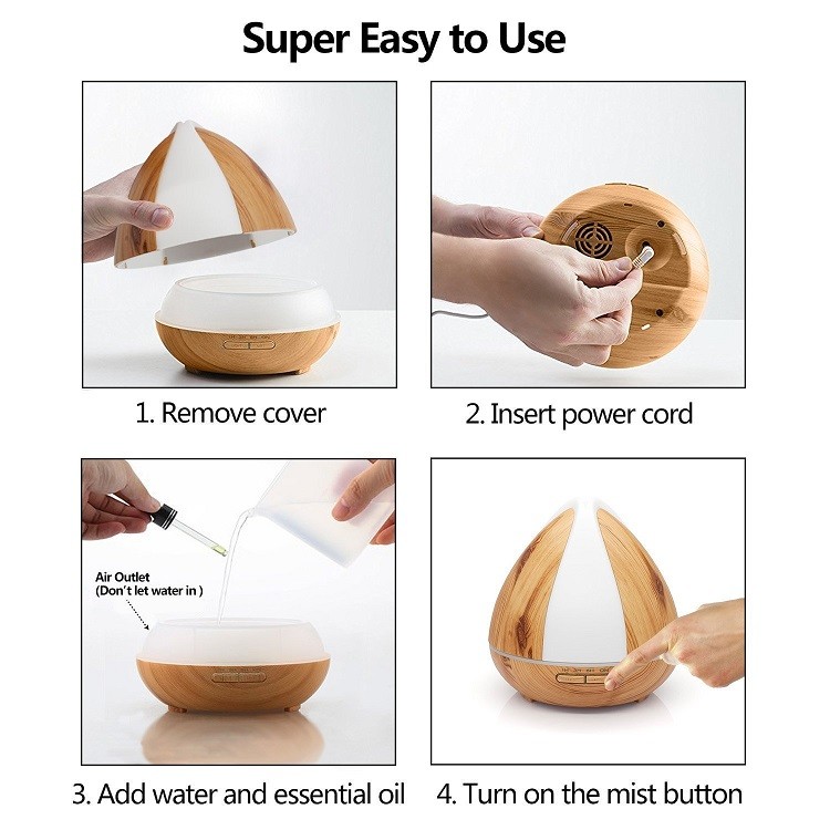 300ml Ultrasonic Wood Grain Aromatherapy Diffuser for Home,Office,Spa&More