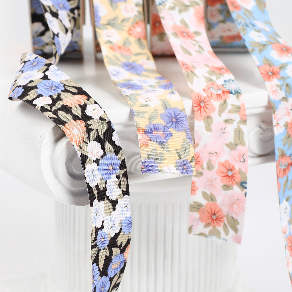 Floral Blossom Printed Cotton Ribbon 25mm Personalized Gift Ribbon