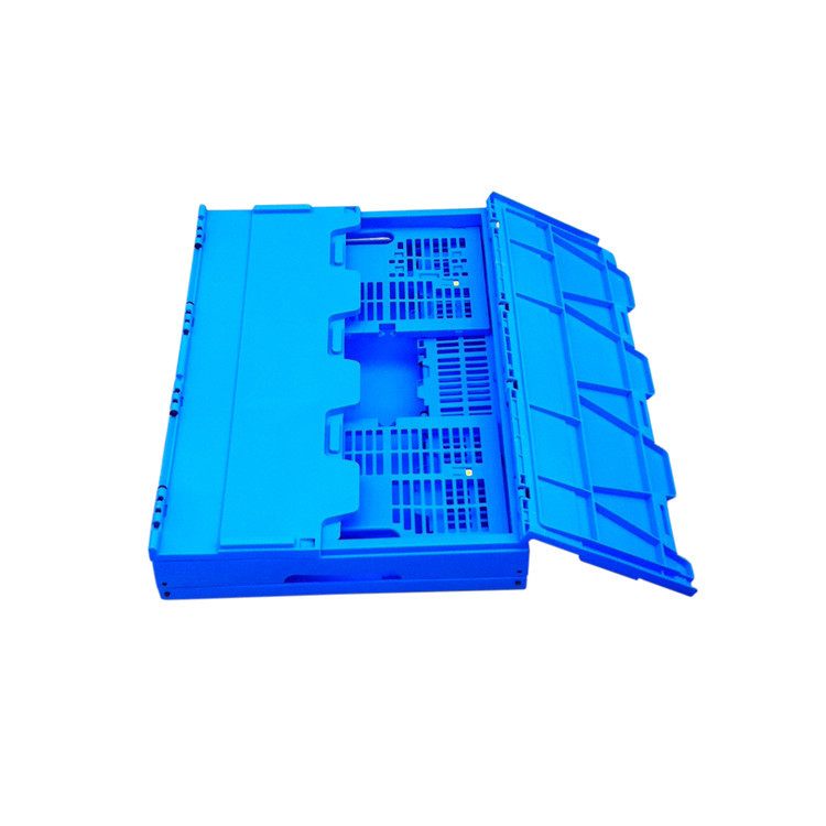 600*400*278 mm Solid Bottom Attached Covers Plastic Collapsible Crates