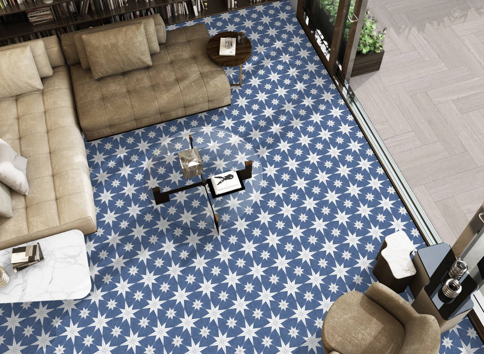 Firebrick 250x250mm Floor Tiles For Kitchen And Blue Ceramic Rustic Tile For Bedroom