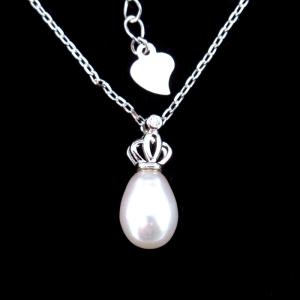 China Sterling 925 Silver Pearl Necklace Chain With Imperial Crown Shape wholesale
