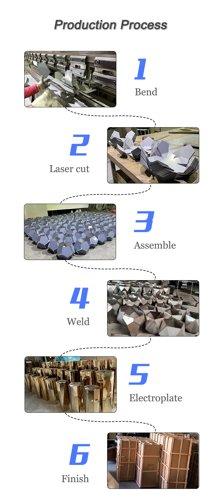 Public decorative octagonal shiny flower pot steel planter