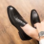 Textured ODM Mens Leather Dress Shoes Handmade Italian Style For Business Men