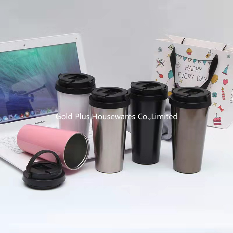 16oz Stainless Steel Travel Coffee Mug Portable Car Water Cup Custom Printed Logo