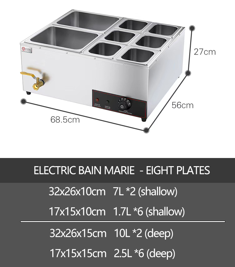 Commercial Stainless Steel Soup Bain Marie Food Warmer for Hotel Restaurant Buffet