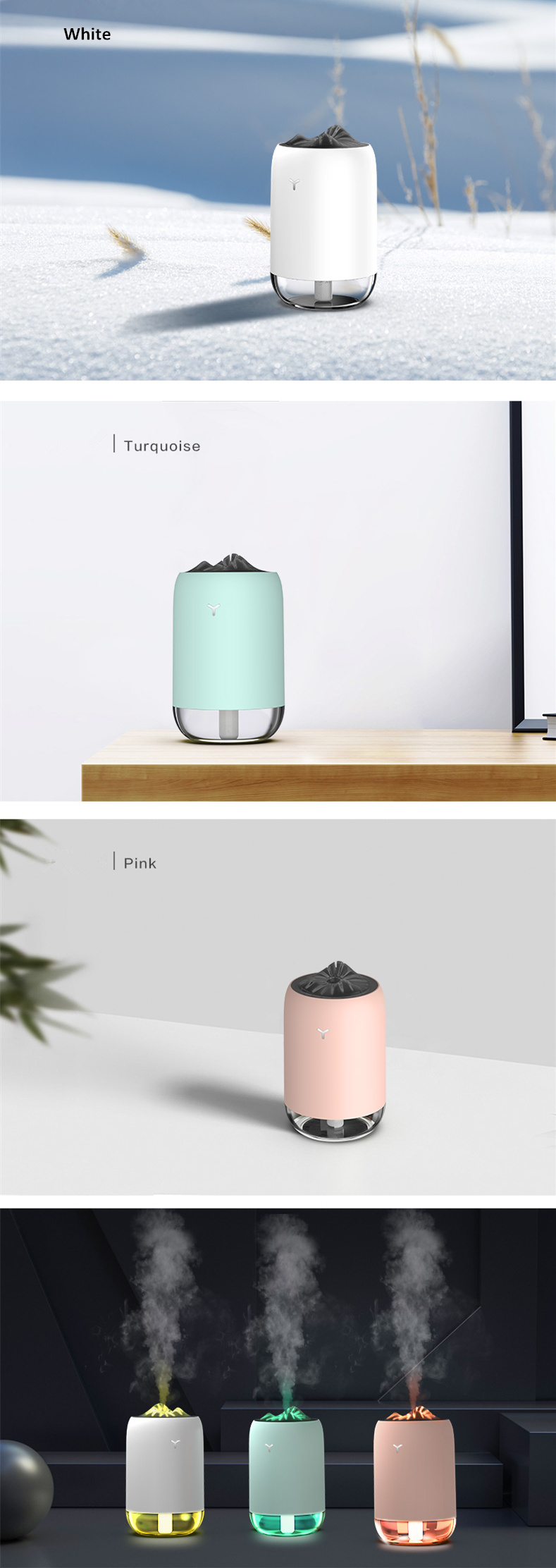 HOMEFISH 260ML Room Humidifier ABS PP Silicone Car Air Humidifier