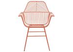 Waterproof Outdoor Restaurant Stackable Steel Wire Iron Red Dining Arm Chairs