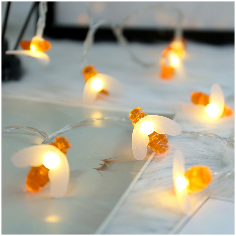 Solar String Lights LED 8 Modes Honey Bee Fairy Lights Outdoor Waterproof Simulation Honey Bees Decor for Garden Christmas Decor