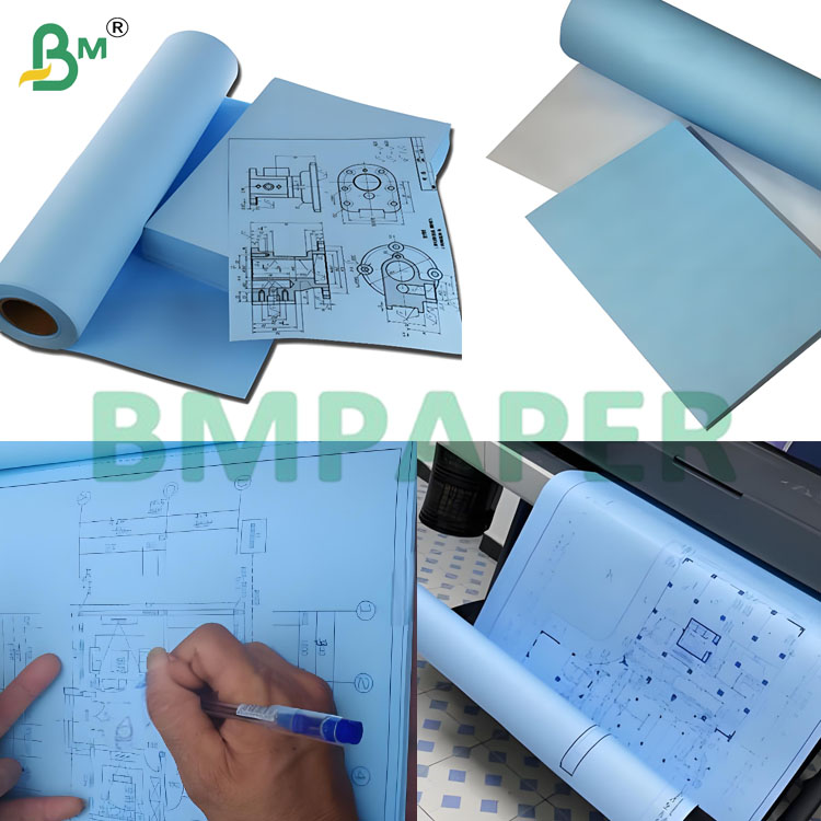 Two Side Blue Waterproof Blueprint Plotter Paper for Engineering